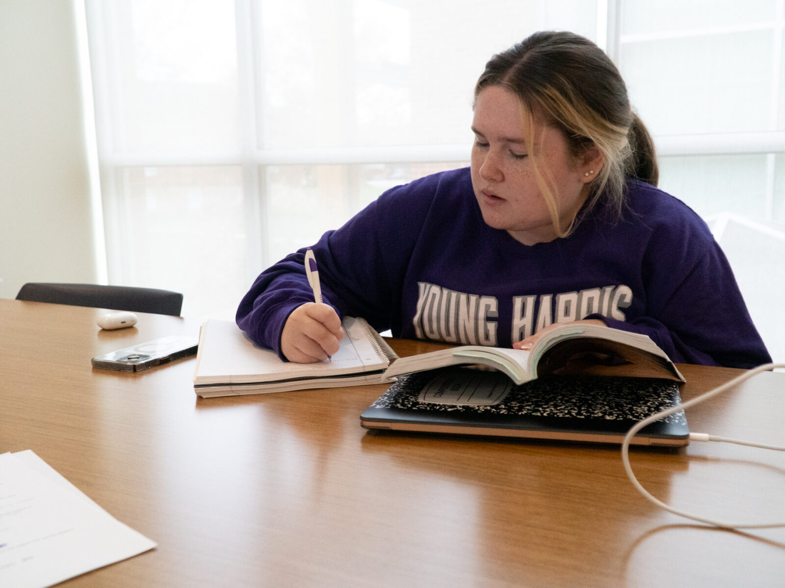 Student and notebook